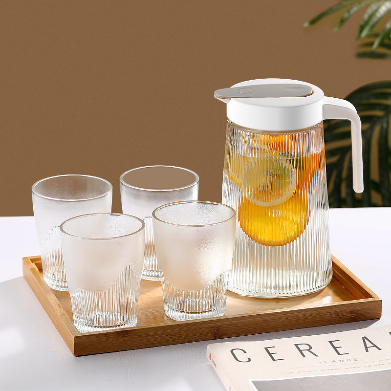 家用凉水壶玻璃水壶ins大容量泡茶壶果汁壶凉白开水杯套装冷水壶