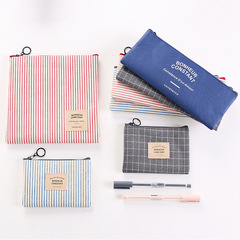 Creative Korean stationery simple pencil bag for male and female students large capacity canvas pencil coin purse storage cosmetic bag