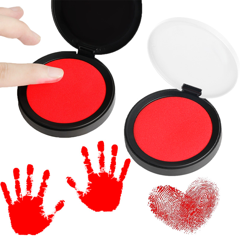 Fingerprint Ink Pad Red Ink Cover for Business Contracts Portable Round Financial Seal Material Wholesale