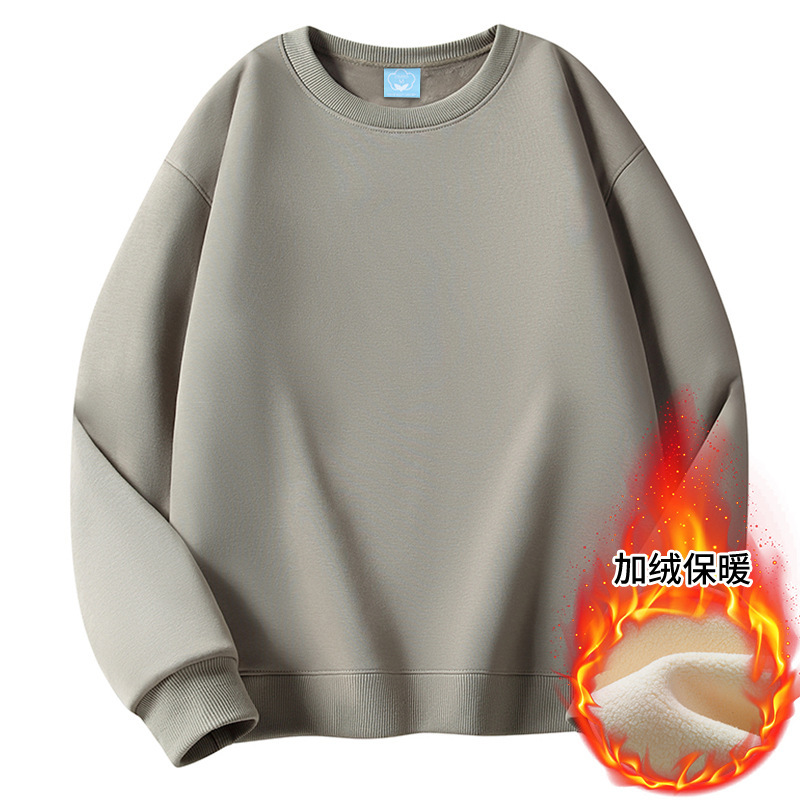 400g heavy fleece-lined sweater men's cotton cotton round neck padded warm sweater women's American long sleeve base coat 400g heavy fleece-lined sweater men's cotton cotton round neck padded warm sweater women's American long sleeve base coat