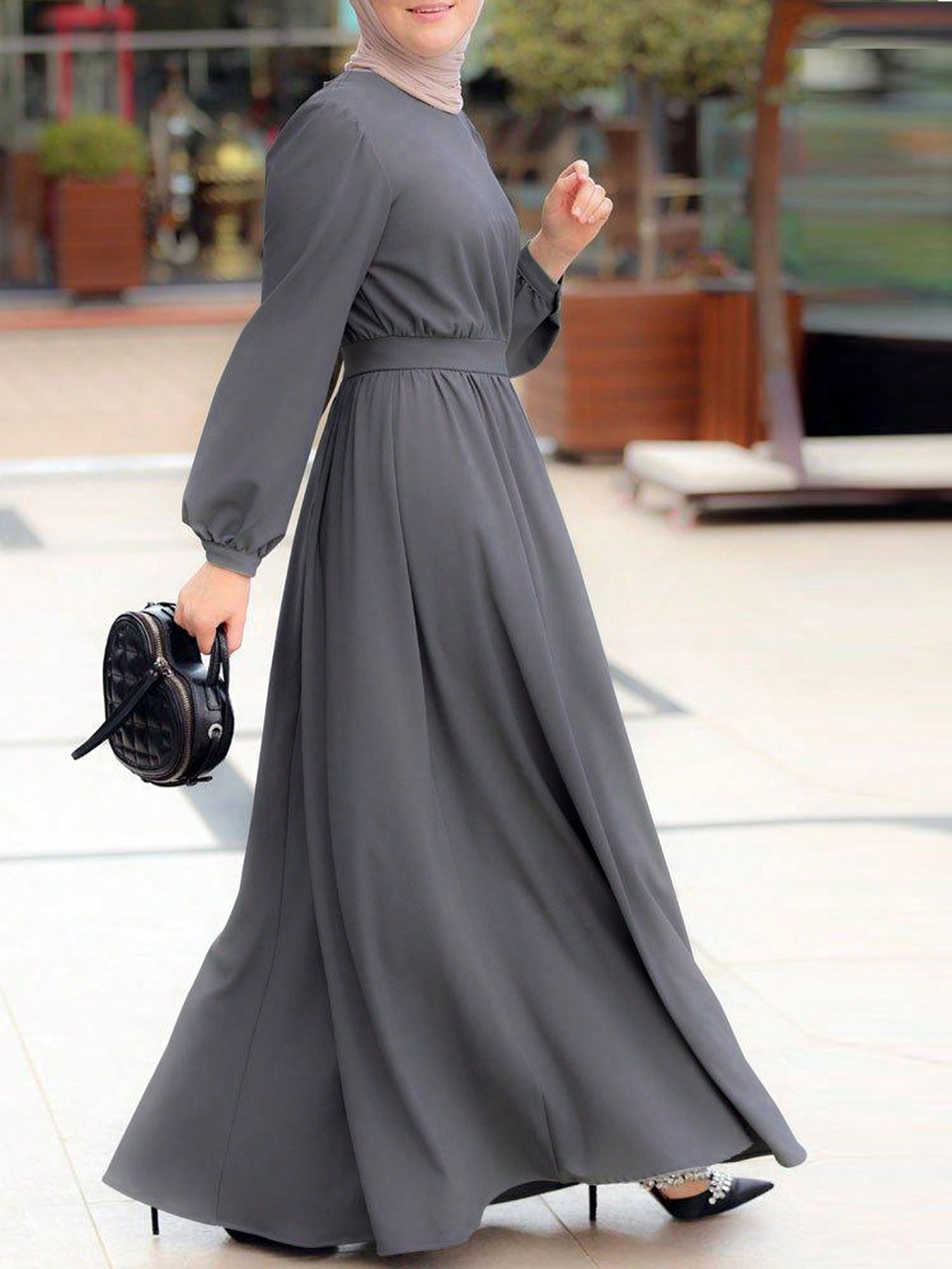 2025 New Middle Eastern Cross-Border Muslim Women's European And American Fashion Slim-Fit Long Dress Abayas Robe_ecoleips.com