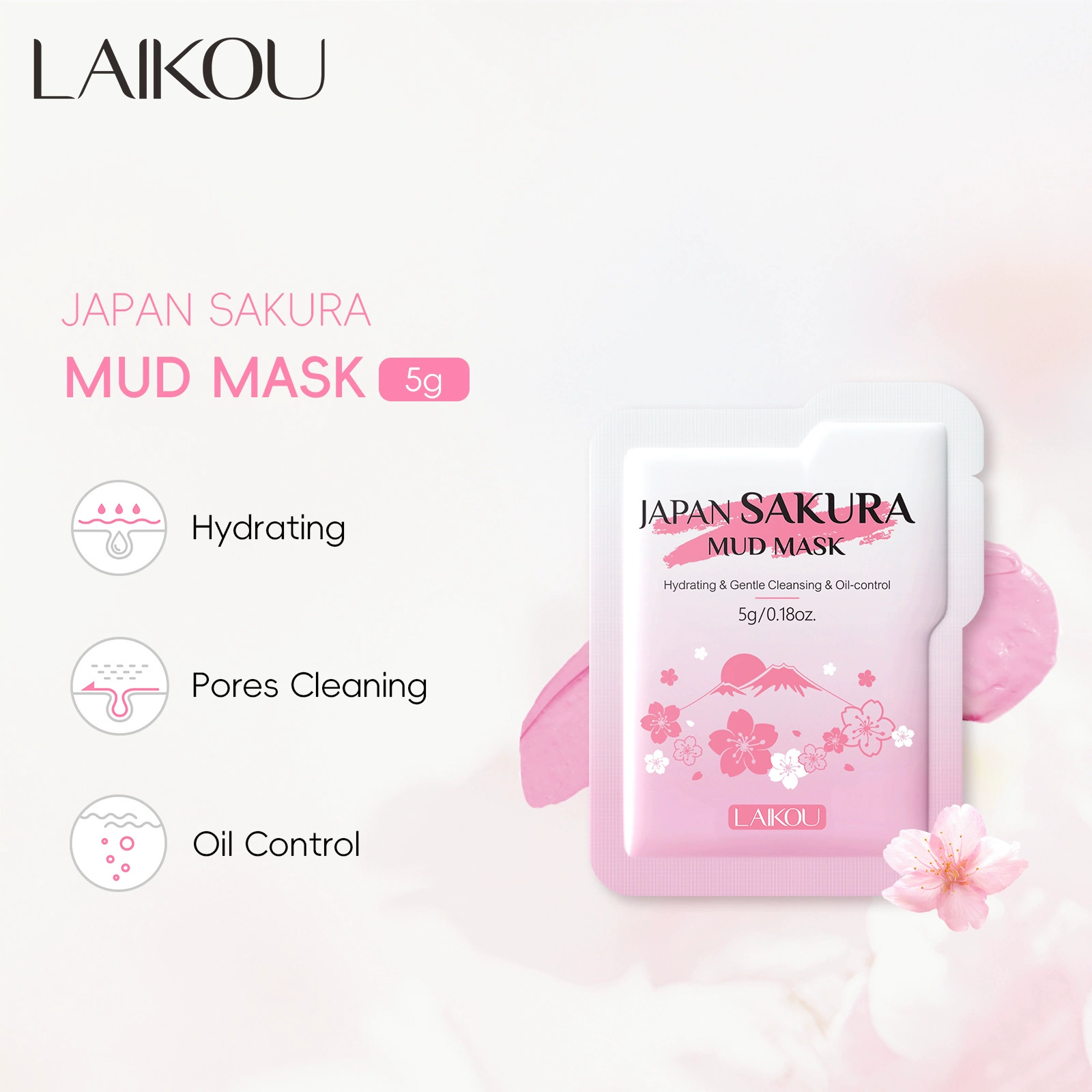 Новая тканевая маска Laiko Sakura (серия) 5 г: очищающая грязевая маска для пор, увлажняющая и питающая, для внешней торговли