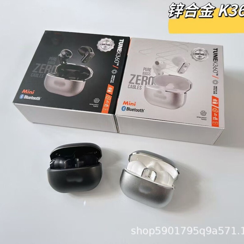 Cross-Border New Product K360 Wireless Bluetooth Earphones, Flat-Ear Design, Metal Zinc Alloy, Low Latency, Ultra-Long Battery Life, Private Model