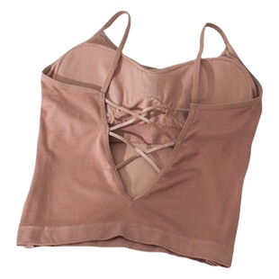 Backless Cross Sling Beautiful Back Vest Women's Underwear with Chest Pad Strapless Gathering Breathable Outer Wearing Chest Wrapping 8118