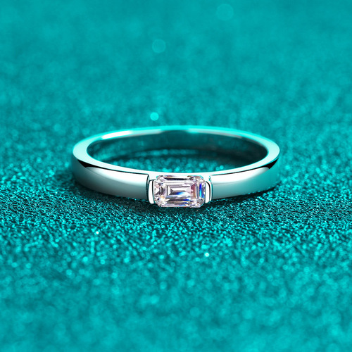 925 sterling silver female emerald cut rectangular chamfered 50 points moissanite ring ring meson