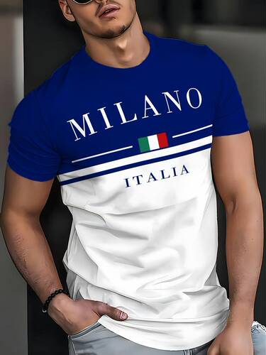 Cross-border Paris letter print men's T-shirt trendy short-sleeved summer hot-selling round neck top sports casual short-sleeved