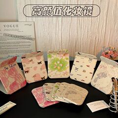 ポータブルネットレッドins風折り畳み手持ち鏡diy学生寮デスクトップ化粧鏡手持ち美容鏡