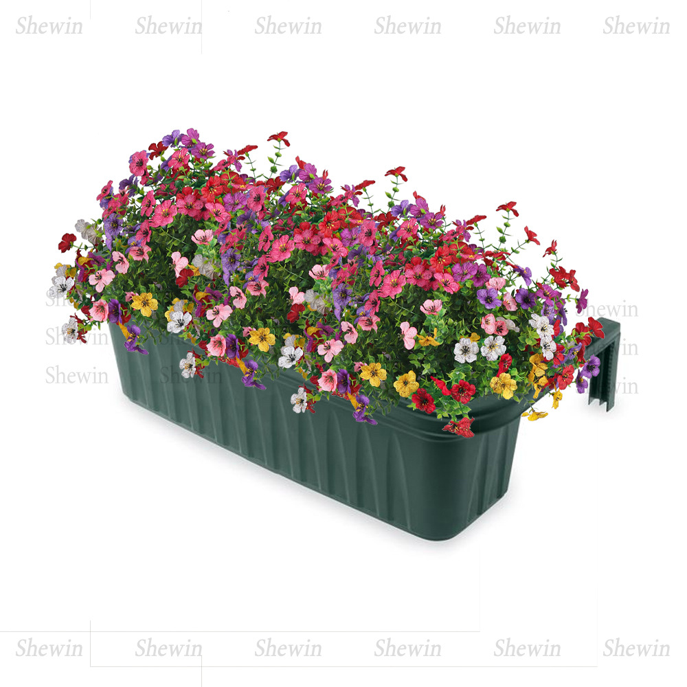 Flores artificiales de eucalipto violeta de siete cabezas para decoración de jardín exterior, hogar, hotel, boda, adornos de flores artificiales.