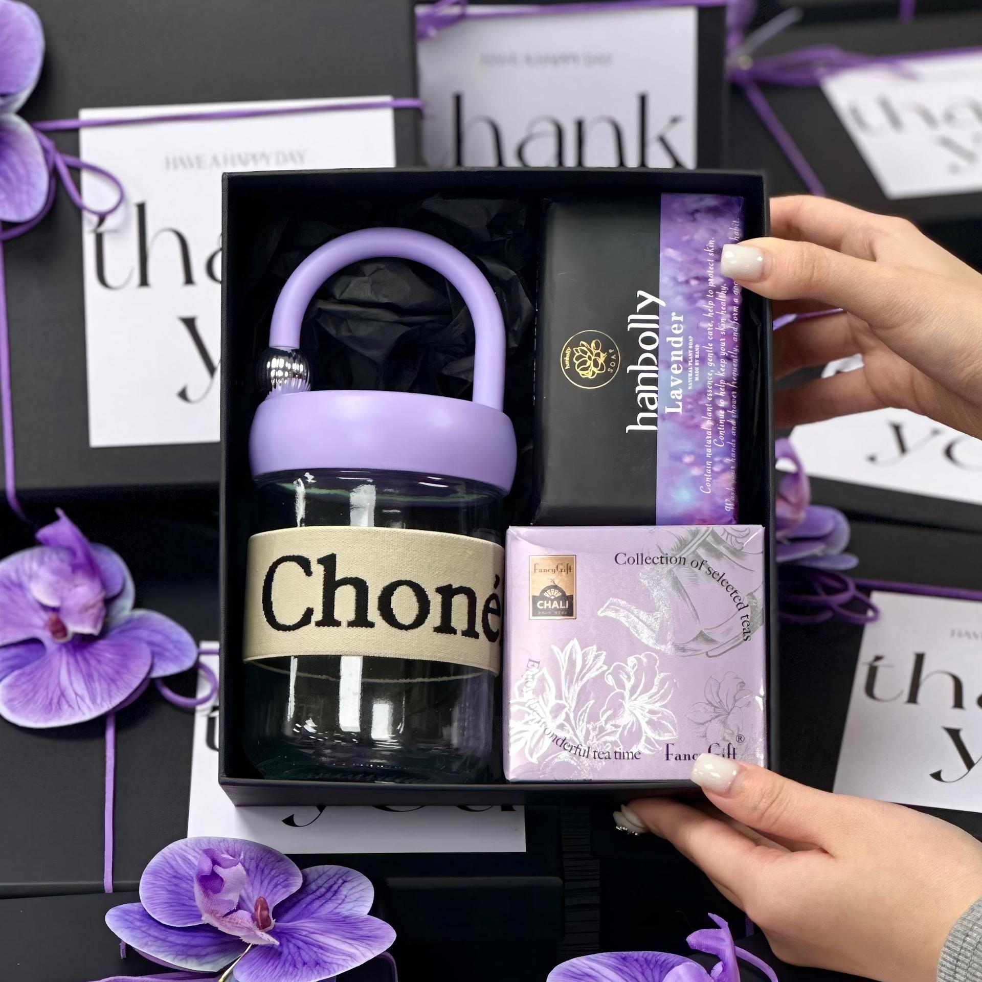 스타일 14 [샤넬 스타일 유리컵 + 향기 비누 + 차]