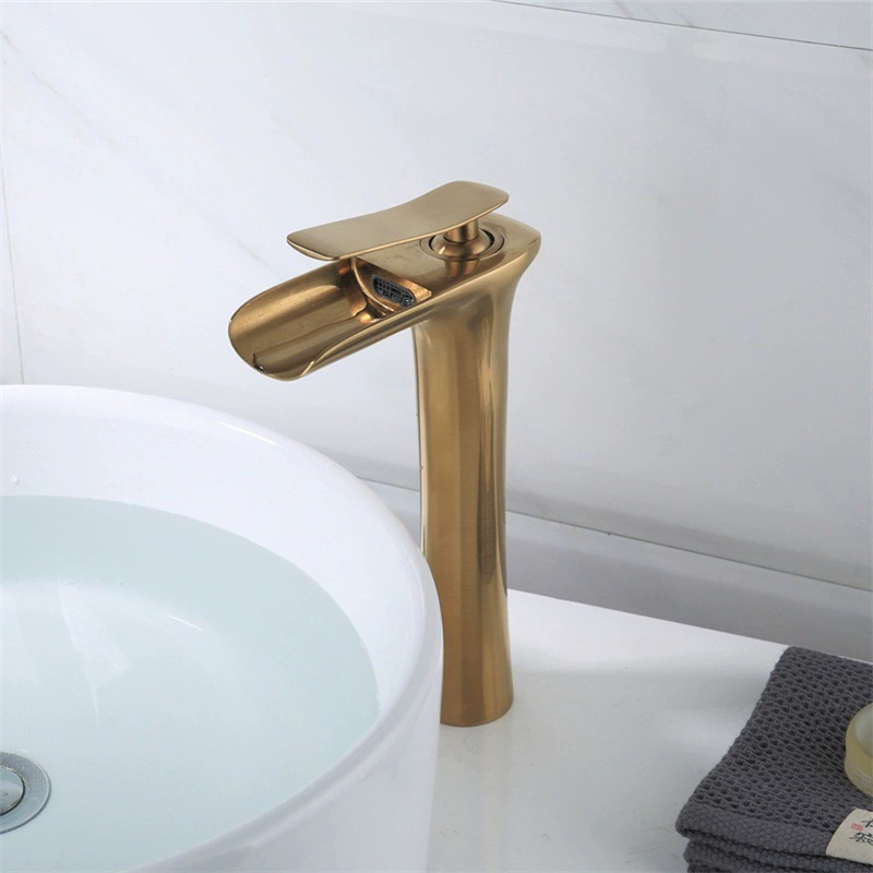All-copper white and gold antique waterfall basin, cold and hot water faucet, retro bathroom basin, sitting single-hole mixed water undefined