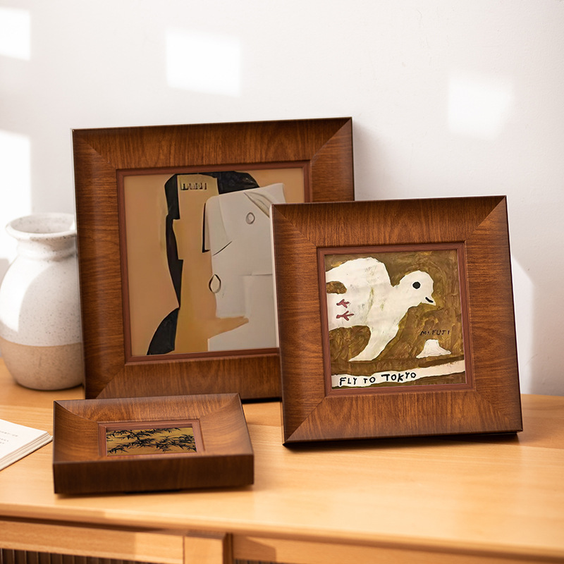 Medieval estilo francés diy pintura marco exterior enmarcado madera sólida pintura al óleo cuelga pared simple gran marco de foto tamaño de mesa de oscilación personalizado
