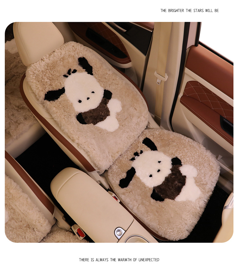 Winter Pure Wool Car Seat Cushion Small Cartoon Unisex Cute Cartoon Bear Warm Plush Seat Cushion