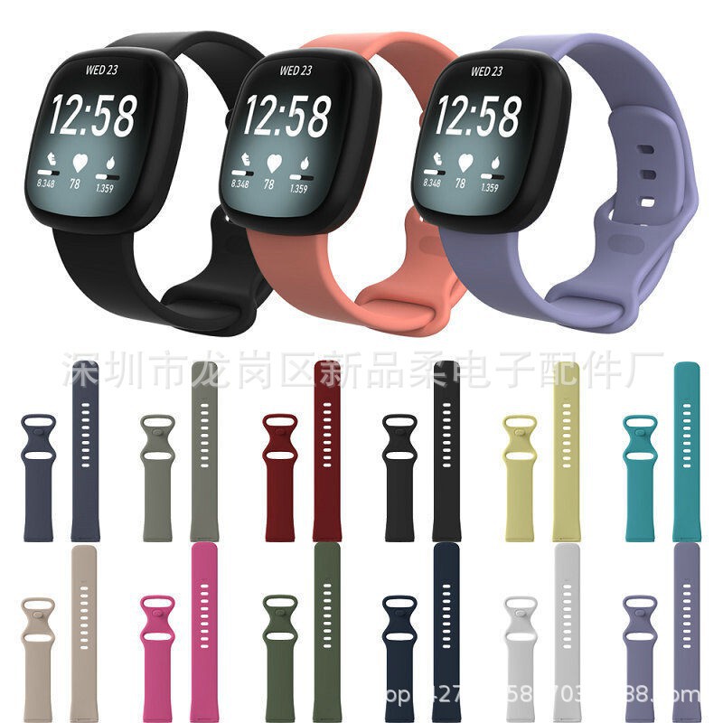 For Fitbit Versa3 Silicone Strap Solid Color Reverse Buckle Silicone Strap Waterproof Sport Silicone Strap