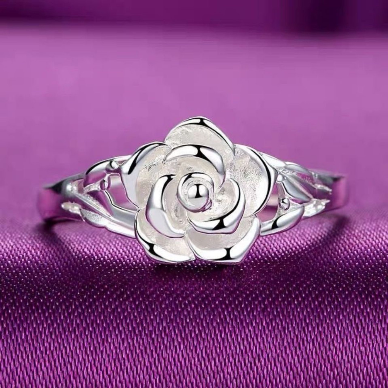 Rosenblüten Ring Für Damen Eleganter Design Ring Verstellbar_voghion.com