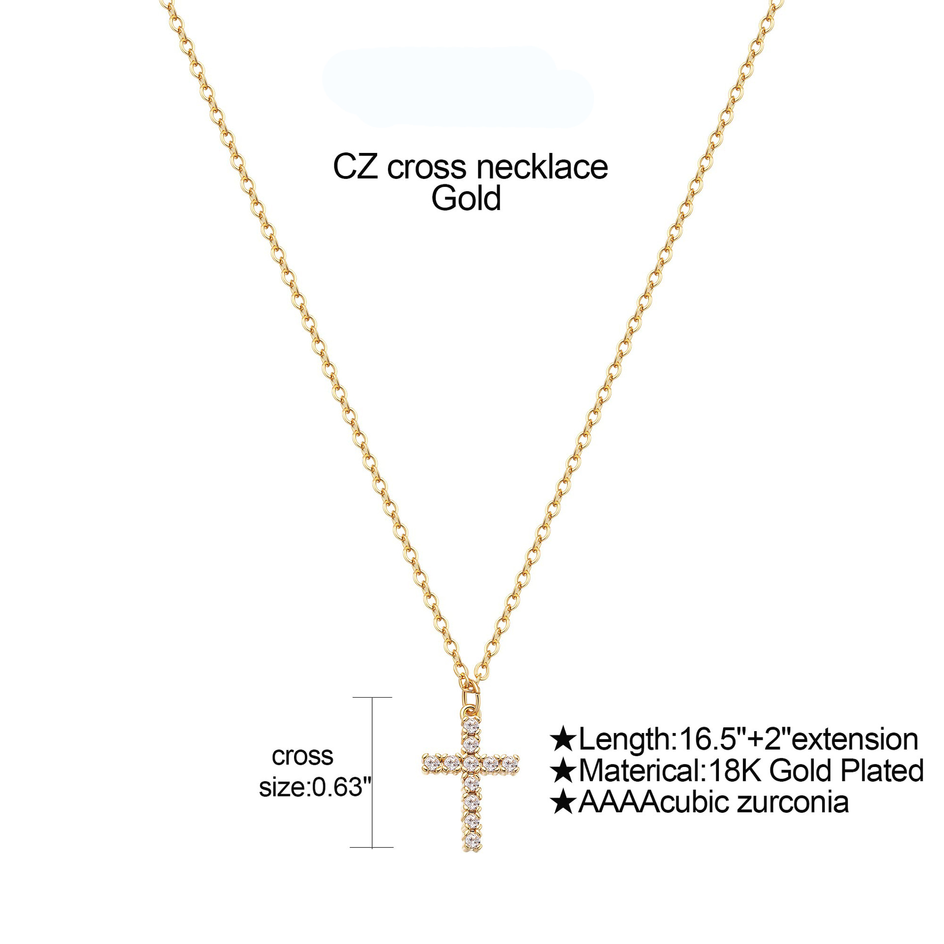 Fashion Cross Stainless Steel Inlay Zircon Pendant Necklace display picture 1