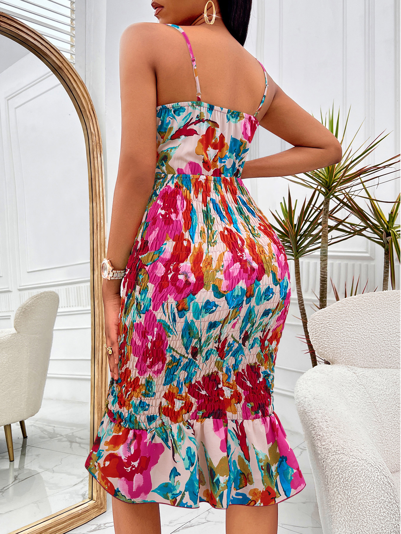 Frau Normales Kleid Elegant Gurt Ärmellos Blume Midi-kleid Täglich Straße display picture 20