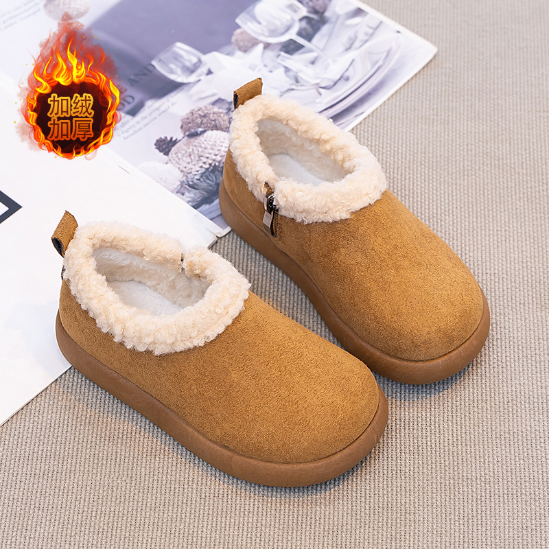 Zapatos de algodón de niñas para niños más vello y grueso botones de invierno 2026 nuevos zapatos de nieve de invierno de niñas cálidas