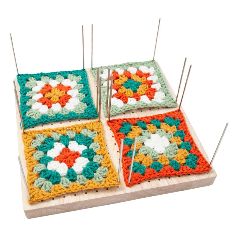 Bricolaje hecho a mano de lana tejer bloque pad 23,5*23,5*2cm cuadrado crochet Shaper con 20 agujas conformación
