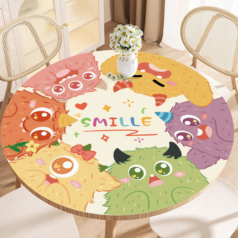 Dopamine Round Table Cloth High-grade Light Luxury Small Round Coffee Table Tablecloth Waterproof and Oil-proof Non-washable Table Protection Mat