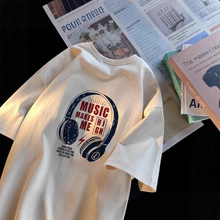 男童短袖t恤时尚夏季2025新款酷帅青少年夏装痞帅宽松体恤上衣服T