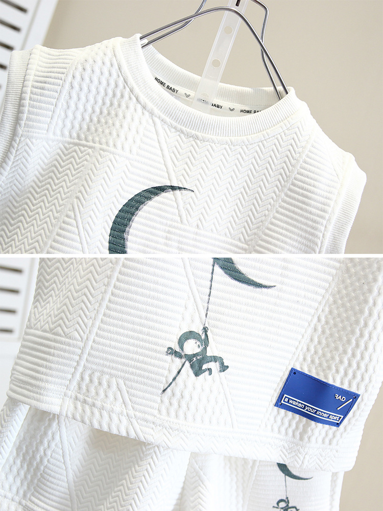 5282 Traje para niños Chaleco sin mangas de verano para niños 2025 Nuevo estilo occidental Vestido de verano para bebés Chaleco de niño fresco y guapo