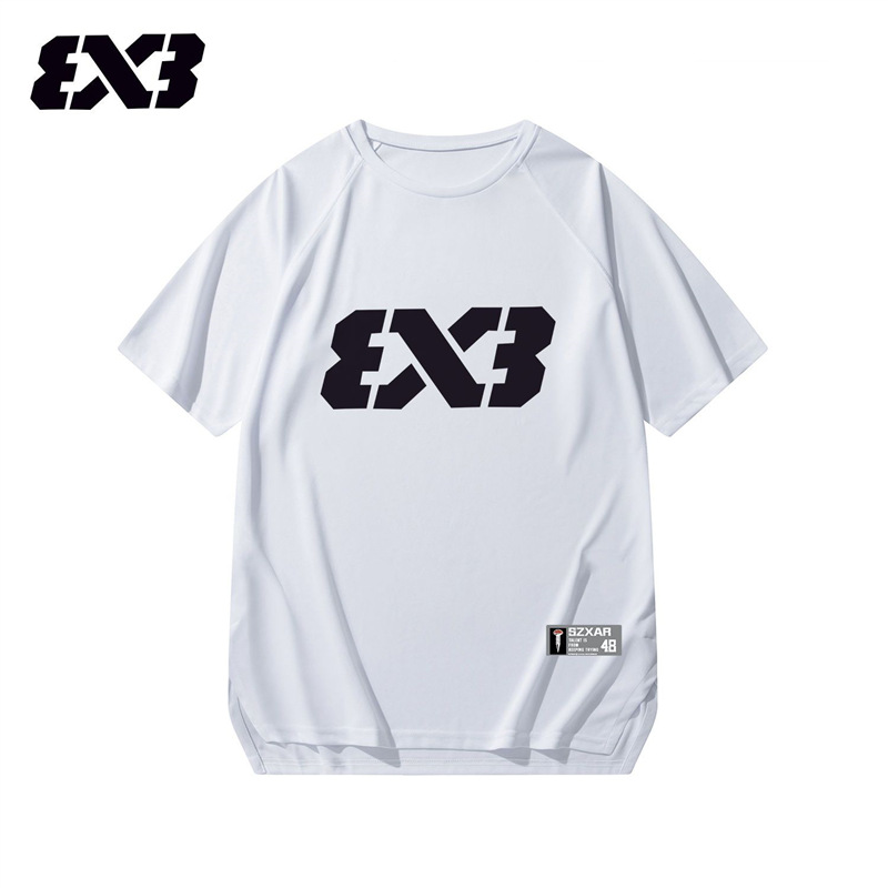 3V3 liga deportiva americana de manga corta hombre 2024 verano nuevo entrenamiento de baloncesto camiseta de tiro ropa de entrenamiento de secado rápido
