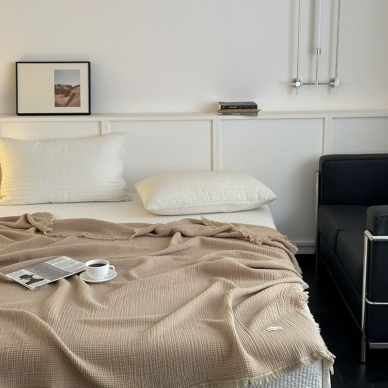 Новый стиль хлопчатобумажная четырехэтажная марля и кистка диван одеяло высокого уровня чувство офисный сон декор одеяло ретро гостиная