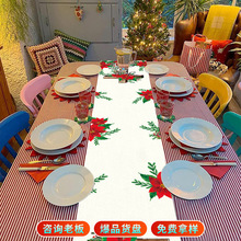 跨境新款圣诞节桌旗 亚马逊圣诞氛围桌布餐厅印花桌布旗来图定制