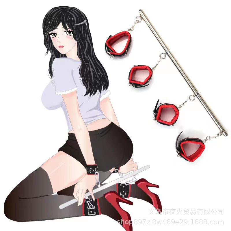 Retractable Detachable Handcuffs Foot Handcuffs Sexy Stainless Steel Tube One-Word Restraint Set Alternative Metal Restraint Tool