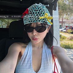 韩国ins亮片蝴蝶结针织包头帽子女新款辣妹时尚渔网帽套头毛线帽