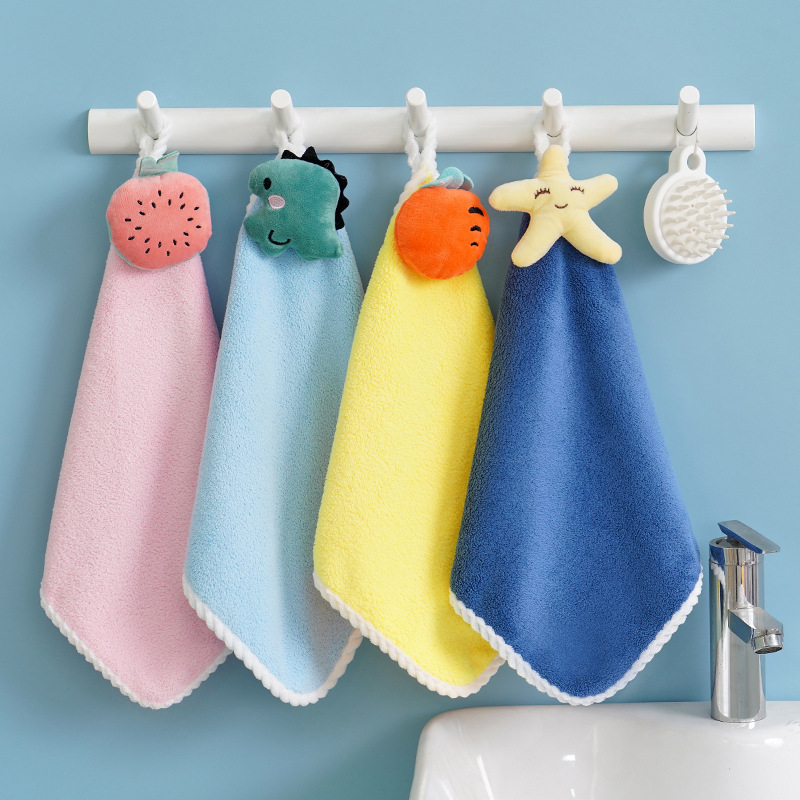 Towel coral fleece absorbent toilet cute children hanging kindergarten kitchen towel a generation of hair