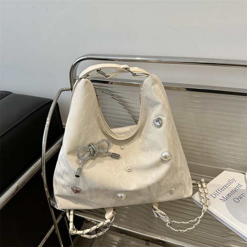 Design niche bow backpack single shoulder crossbody multi-purpose backpack high-end large-capacity chain tote bag