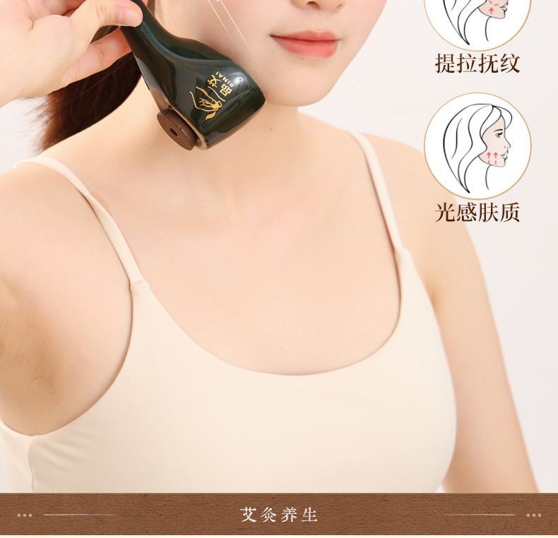Ceramic Moxibustion Head Therapy Comb Ruyi Tao Hua Jiu Set with 20 Moxa Sticks and Essential Oil for Scalp Meridian Care quality and texture