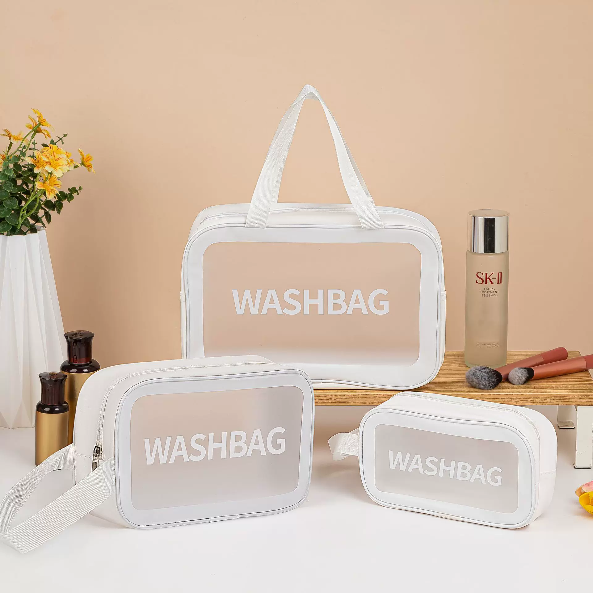 pu化妆包出差防水洗漱包便捷旅行收纳包沙滩手提大容量家用收纳袋