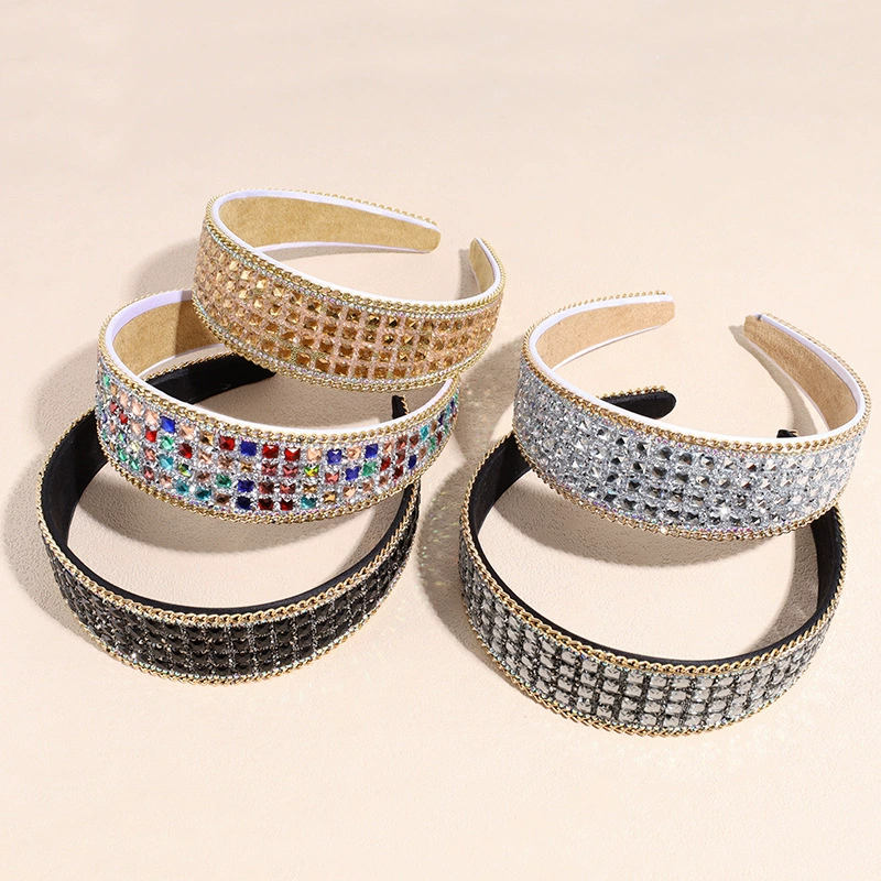 Trend non-slip headband, fashionable hair accessory for face washing, European style, internet celebrity, diamond encrusted