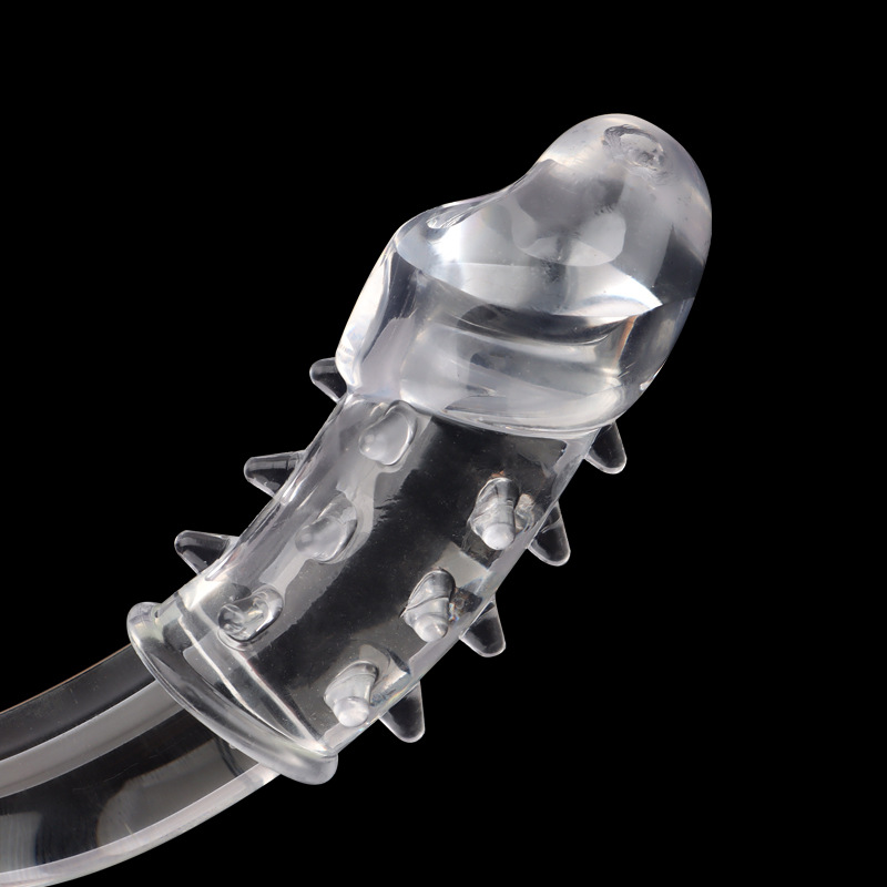 Crystal Textured Glans Sleeve Condom, Wolf-Tooth Stimulation, TPE, Transparent — detail image 7