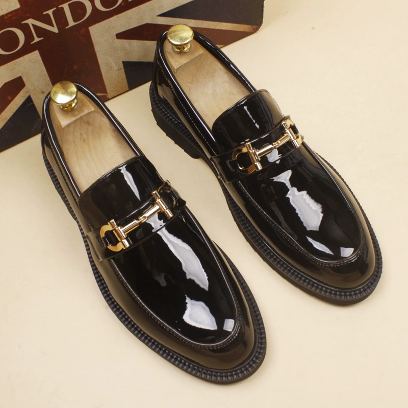 Весенне-летние модные новые мужские остроносые кожаные туфли в Корейском стиле, мужские туфли без шнуровки, увеличивающие рост, Яркие Кожаные Модные Повседневные свадебные туфли