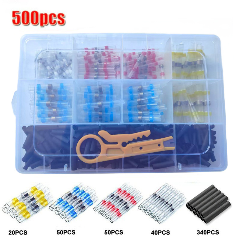 Suministro transfronterizo 300 / 500 / 800PCS anillo de soldadura impermeable contracción térmica tubo de soldadura terminal de soldadura caja combinada