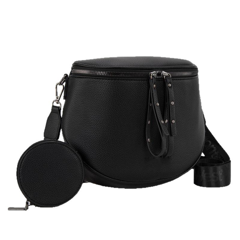 Women's Large Capacity Leather Saddle Bag, Casual Trendy Versatile Cowhide Shoulder Crossbody Bucket Bag, Top Grain Leather - Thumbnail 2