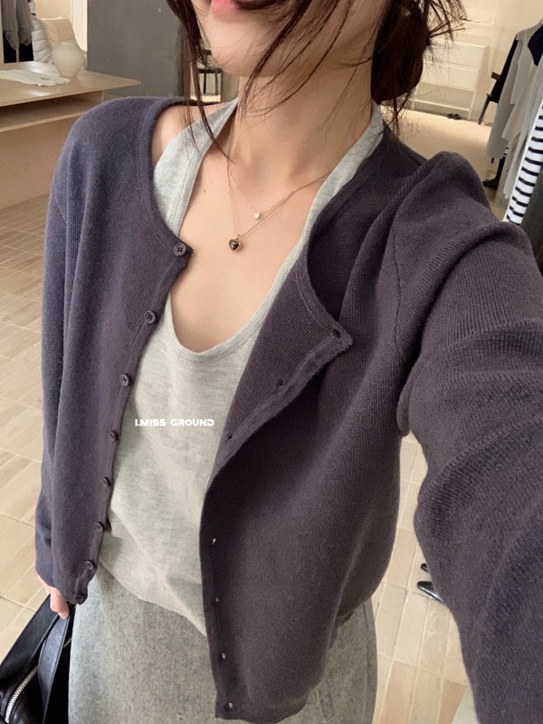 I MISS2025秋季新款设计感条纹假两件针织开衫女宽松显瘦毛衣外套|undefined
