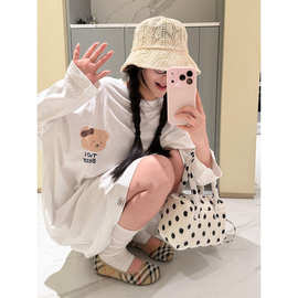 韩系甜美软萌大熊头字母印花长袖睡裙女款2026夏季新款休闲家居服
