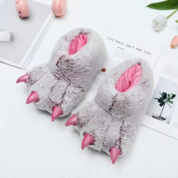 2023 Otoño e Invierno nuevos zapatos de garra de dibujos animados de terciopelo súper suave engrosada cómoda felpa de algodón zapatillas de gran tamaño zapatos