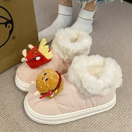 包跟棉拖鞋女厚底防滑外穿冬季新款室内居家用保暖高帮毛绒棉靴女