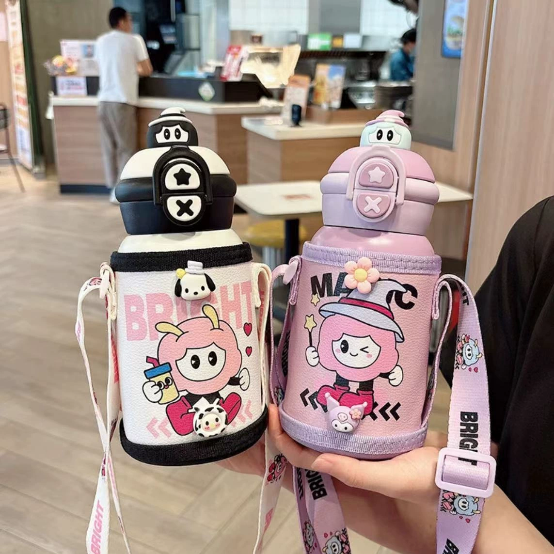 New Children's Thermos High Color Value Large Capacity 316 Stainless Steel Thermos Cup Men's and Women's Portable Water Cup with Strap