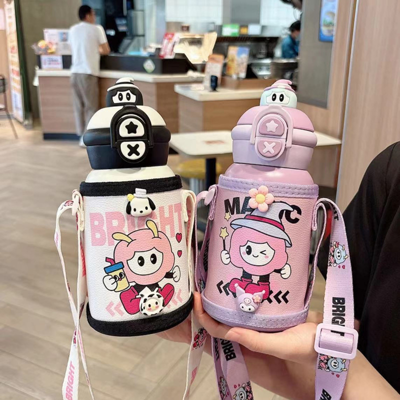 New Children's Thermos High Color Value Large Capacity 316 Stainless Steel Thermos Cup Men's and Women's Portable Water Cup with Strap