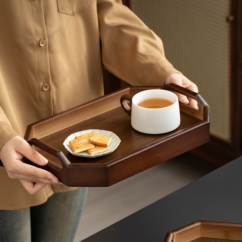八角形の多機能スナックとペストリー、特別なおもてなし、軽い高級フルーツハンドル、お茶と色のトレイ、レトロなディナープレート|undefined