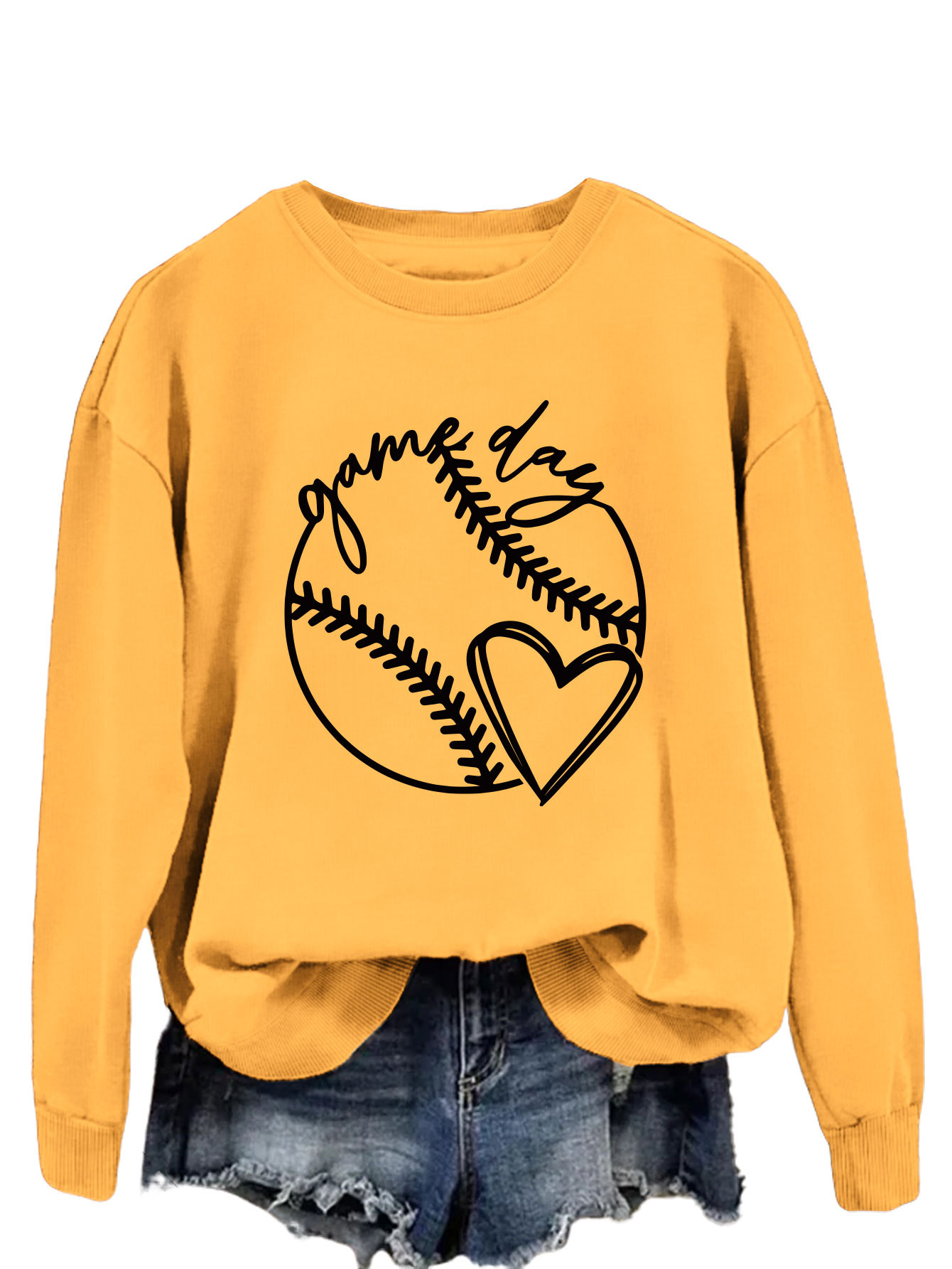 Yellow sweatshirt (black font)