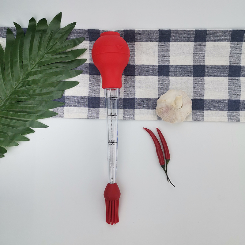 In-stock turkey basting brush, silicone turkey seasoning pump, barbecue tool, rubber and plastic oil drip and suction seasoning tube with cleaning brush