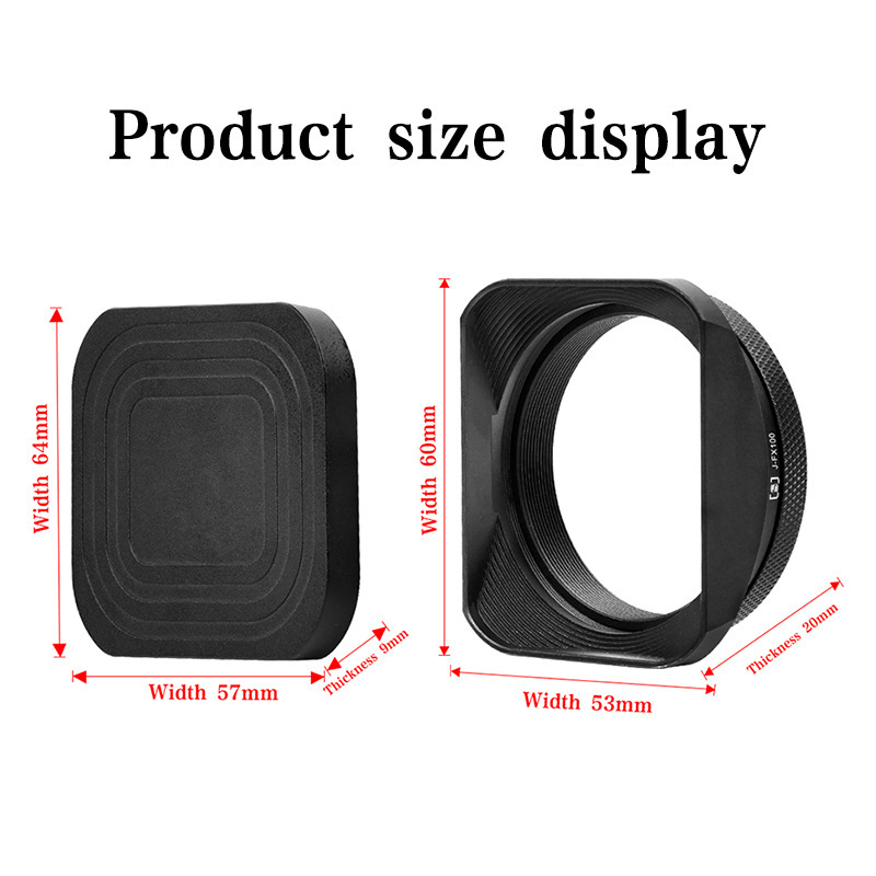 Metal square cover for Fuji X100V/X100VI/X100F camera lens hood can be equipped with UV filter
