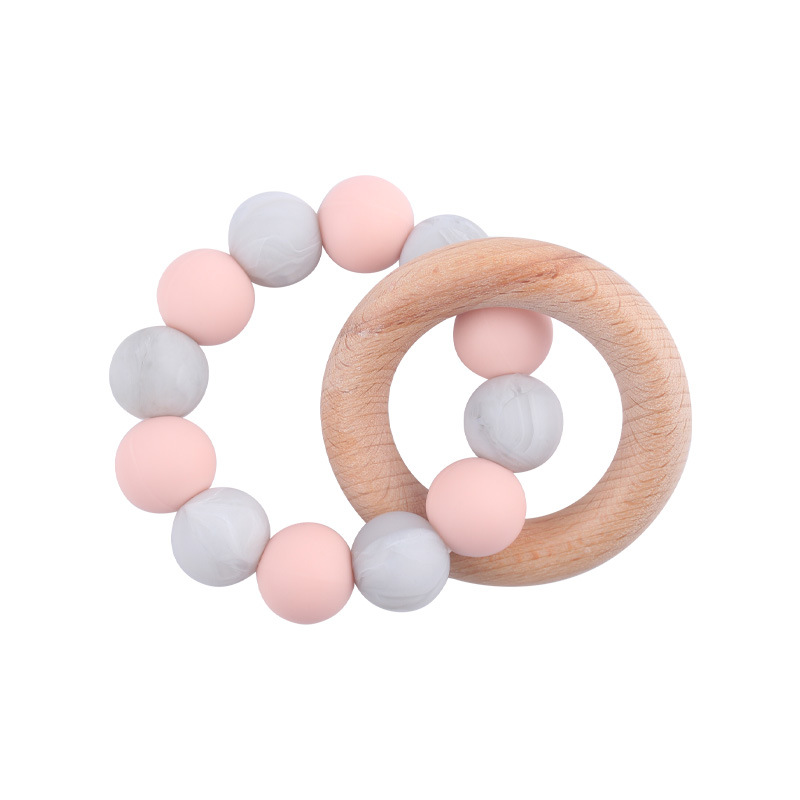 Nuevo bebé chupete cadena creativa DIY cuentas de silicona mordedura dientes pulsera de goma juguete conjunto de dos piezas
